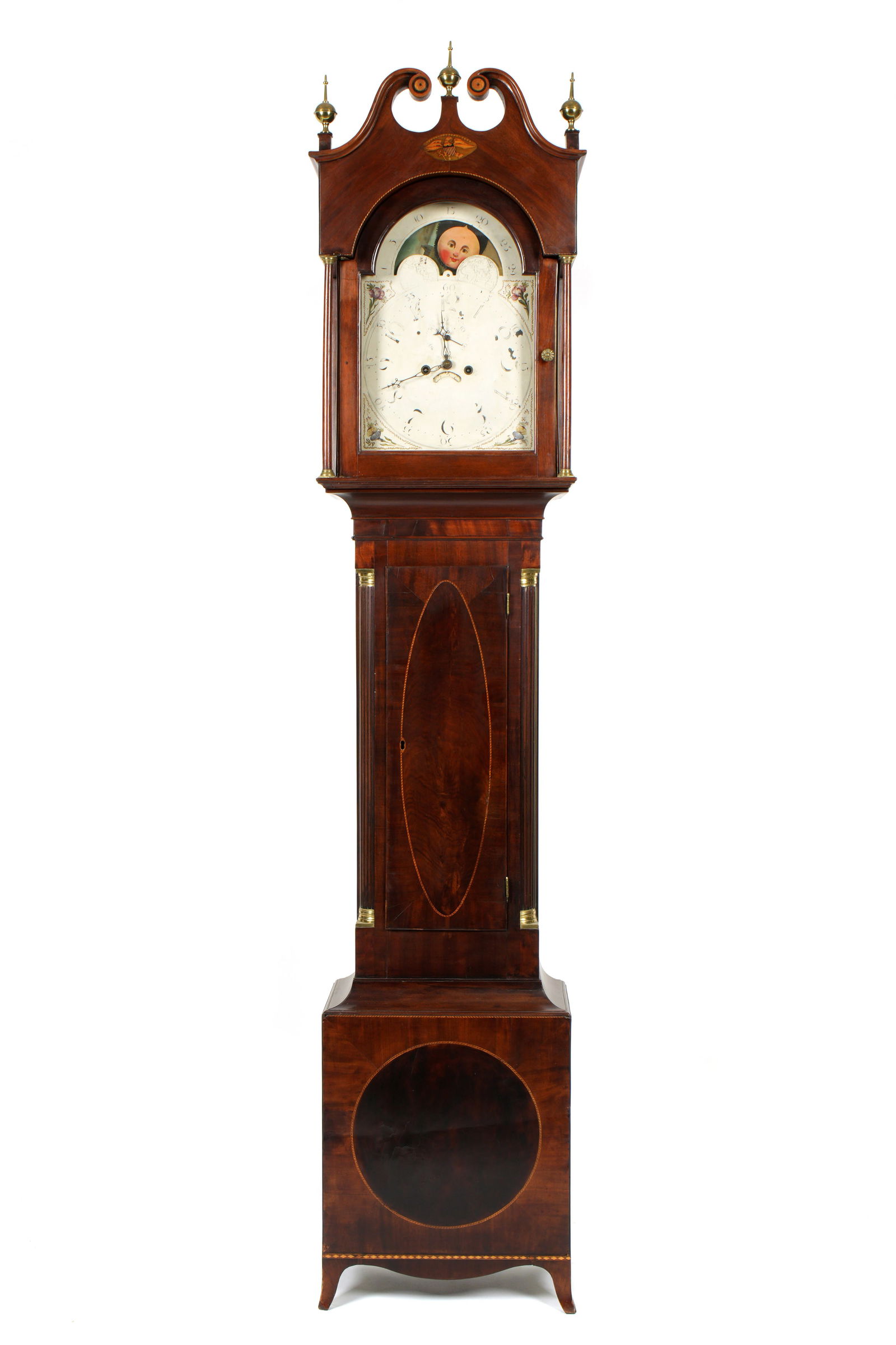 American Federal Inlaid Mahogany Tall Case Clock (1 of 8)