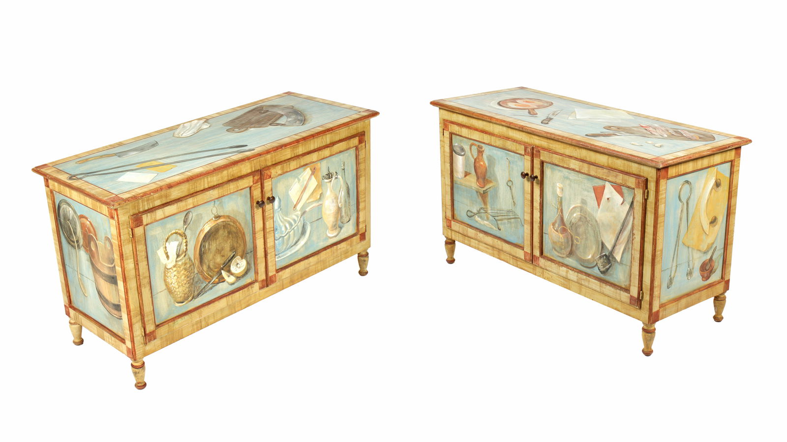 Pair Tromp L'Oeil Painted Commodes (1 of 15)