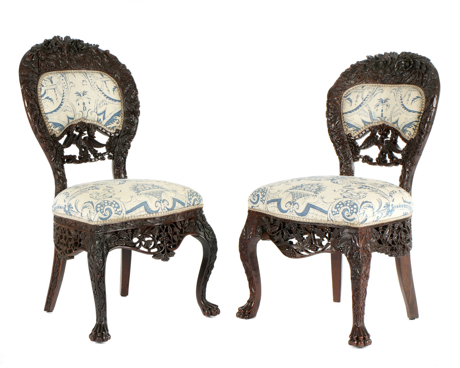 Pair Burmese Carved Parlor Chairs (1 of 10)
