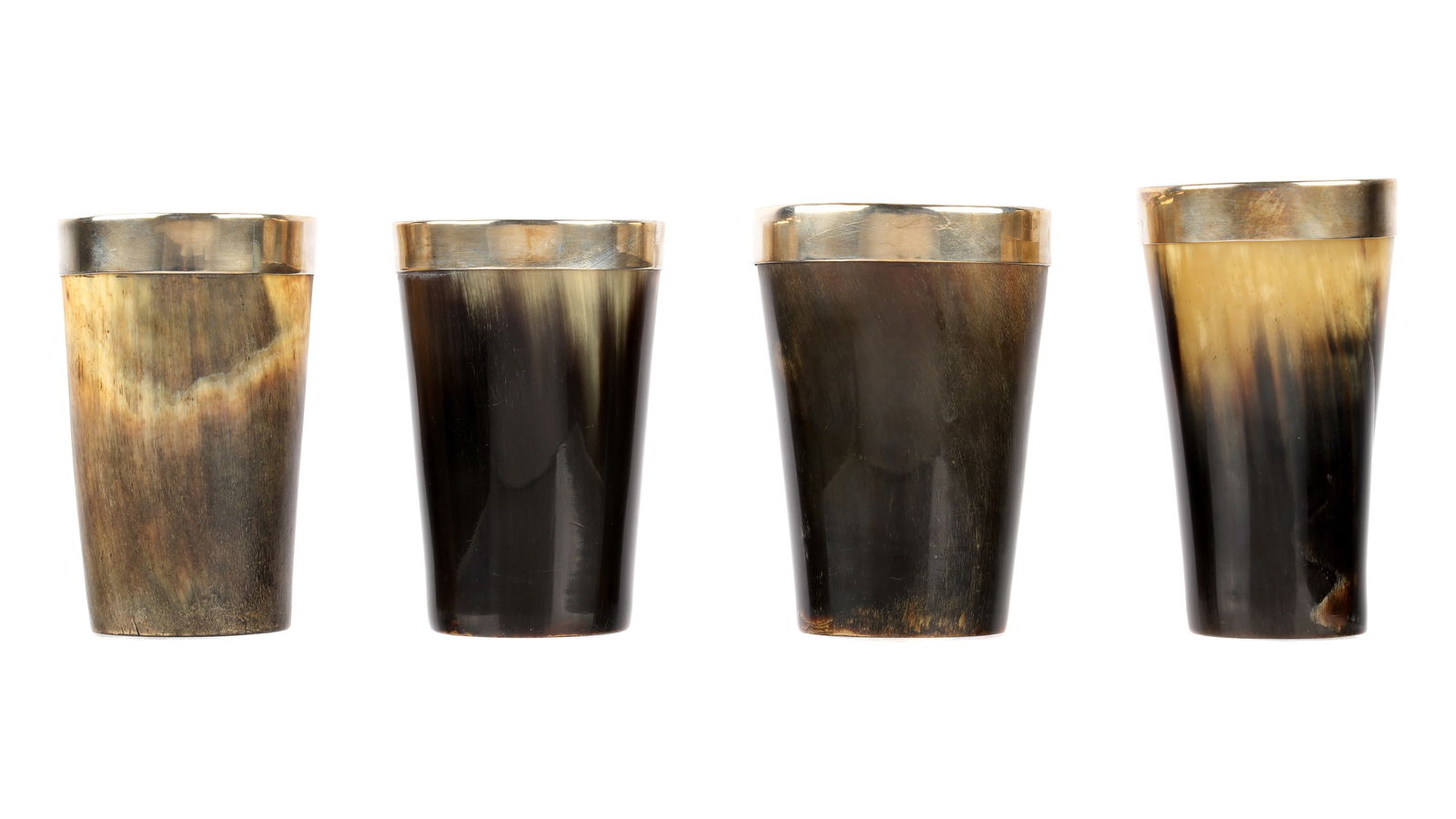 Four English Sterling Silver Mounted Horn Cups (1 of 12)