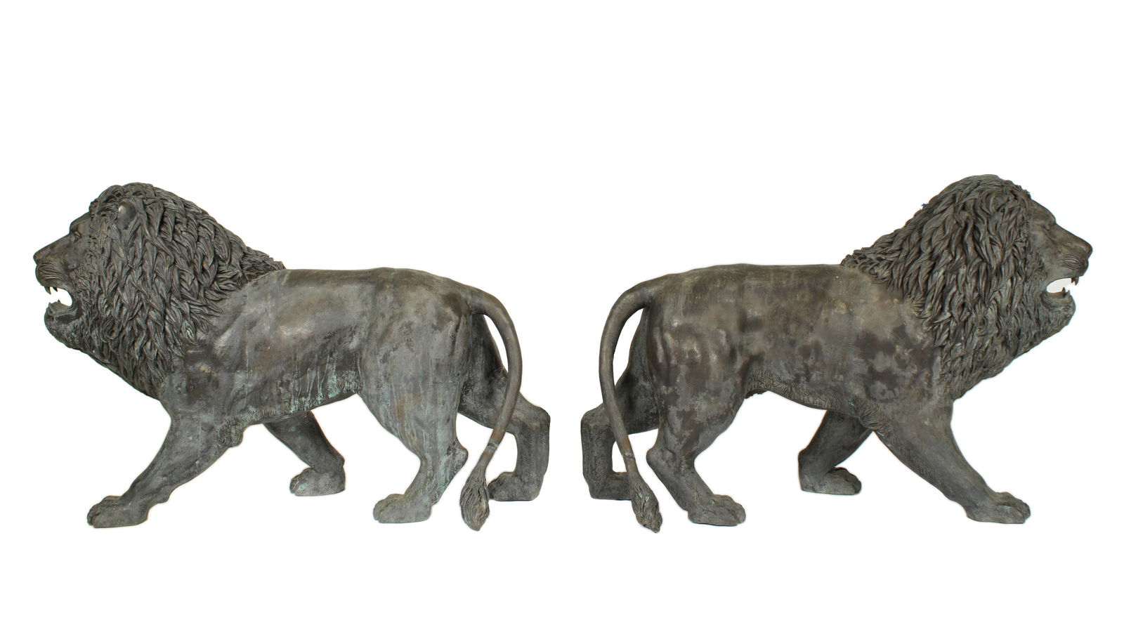 Pair Nearly Life Size Bronze Garden Lions (1 of 7)