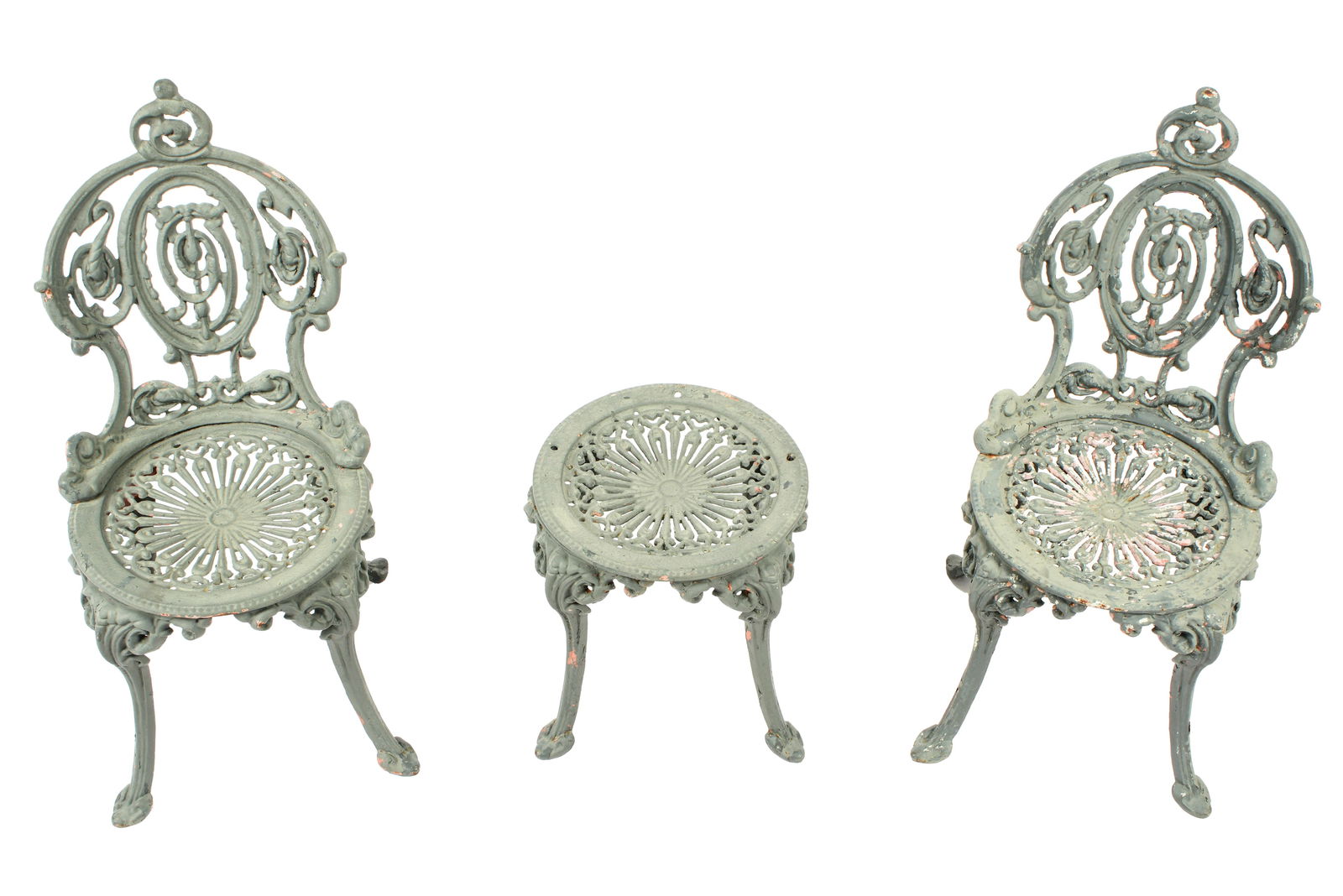 Pair Atlanta Stove Works Cast Iron Chairs & Table (1 of 6)