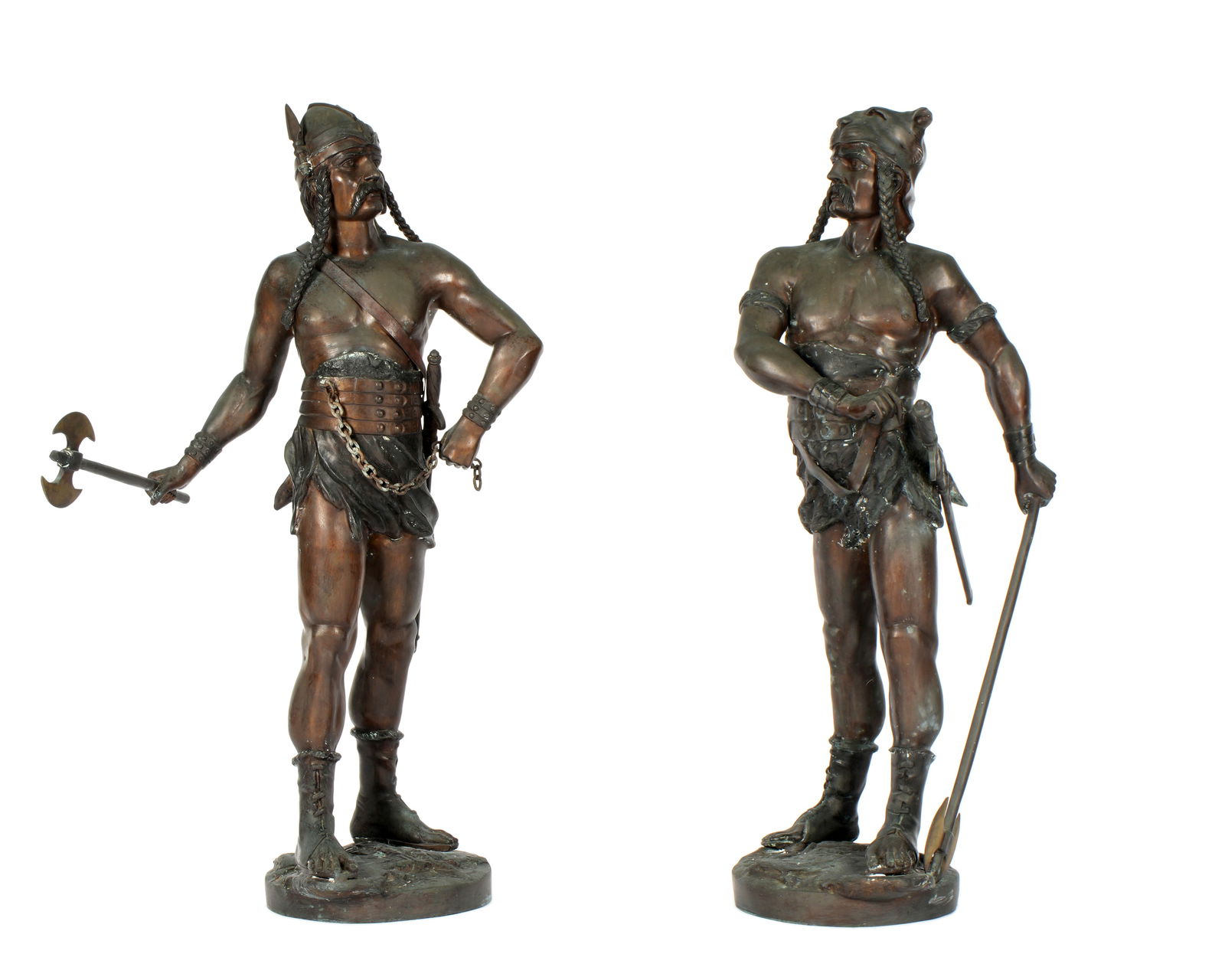 Pair Large Figural Viking Warrior Bronze Sculpture (1 of 7)