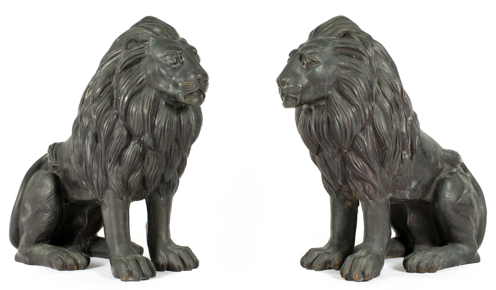 Pair Figural Bronze Garden Lions (1 of 5)