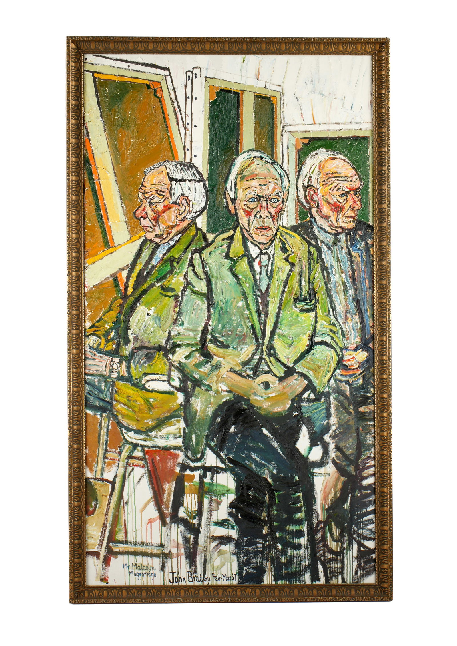 John Bratby Triple Portrait of Malcom Muggeridge Ex-Christies (1 of 10)