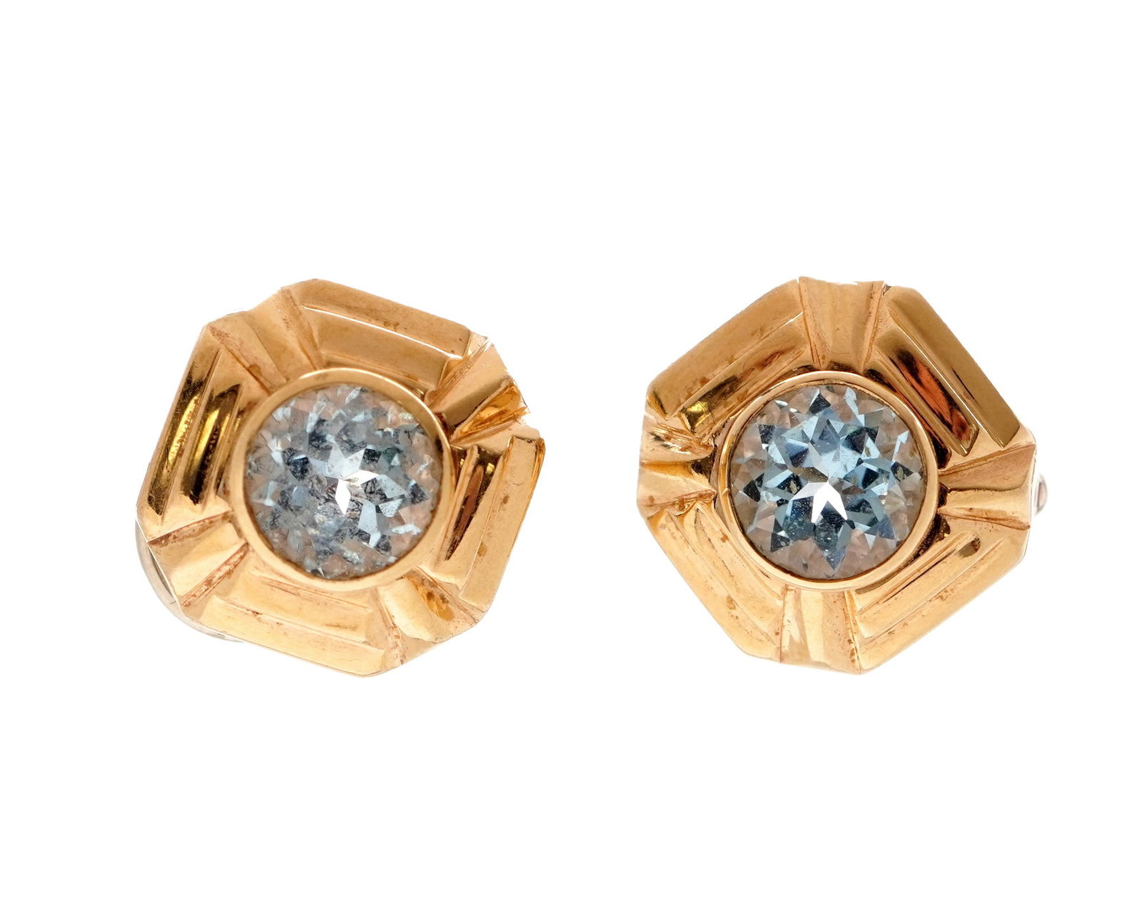 Pair 14k Yellow Gold and Blue Topaz Earrings (1 of 7)
