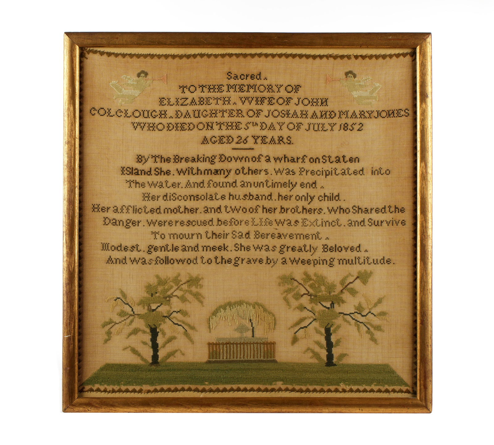 1852 Vanderbilt Landing Collapse Memorial Sampler (1 of 6)