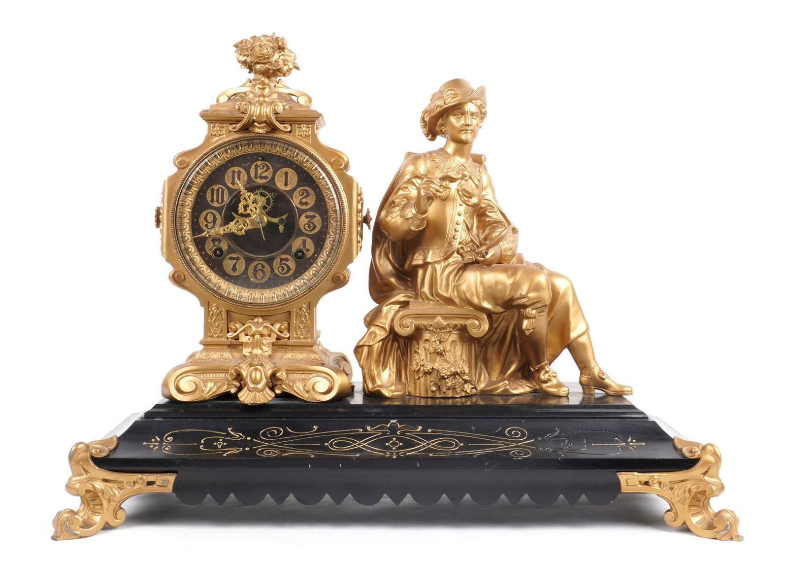 Ansonia Figural Artist Gilt Metal Mantle Clock (1 of 9)