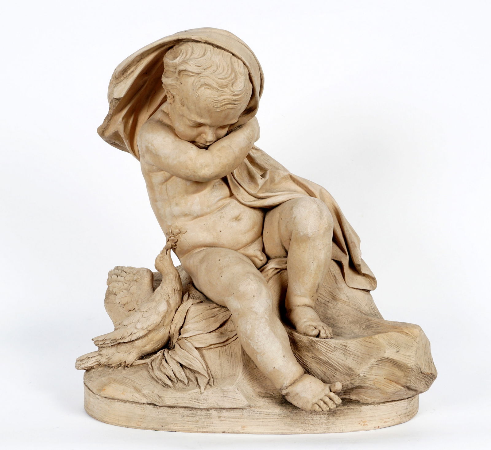 French Terracotta Figural Group Putti with Dove (1 of 12)