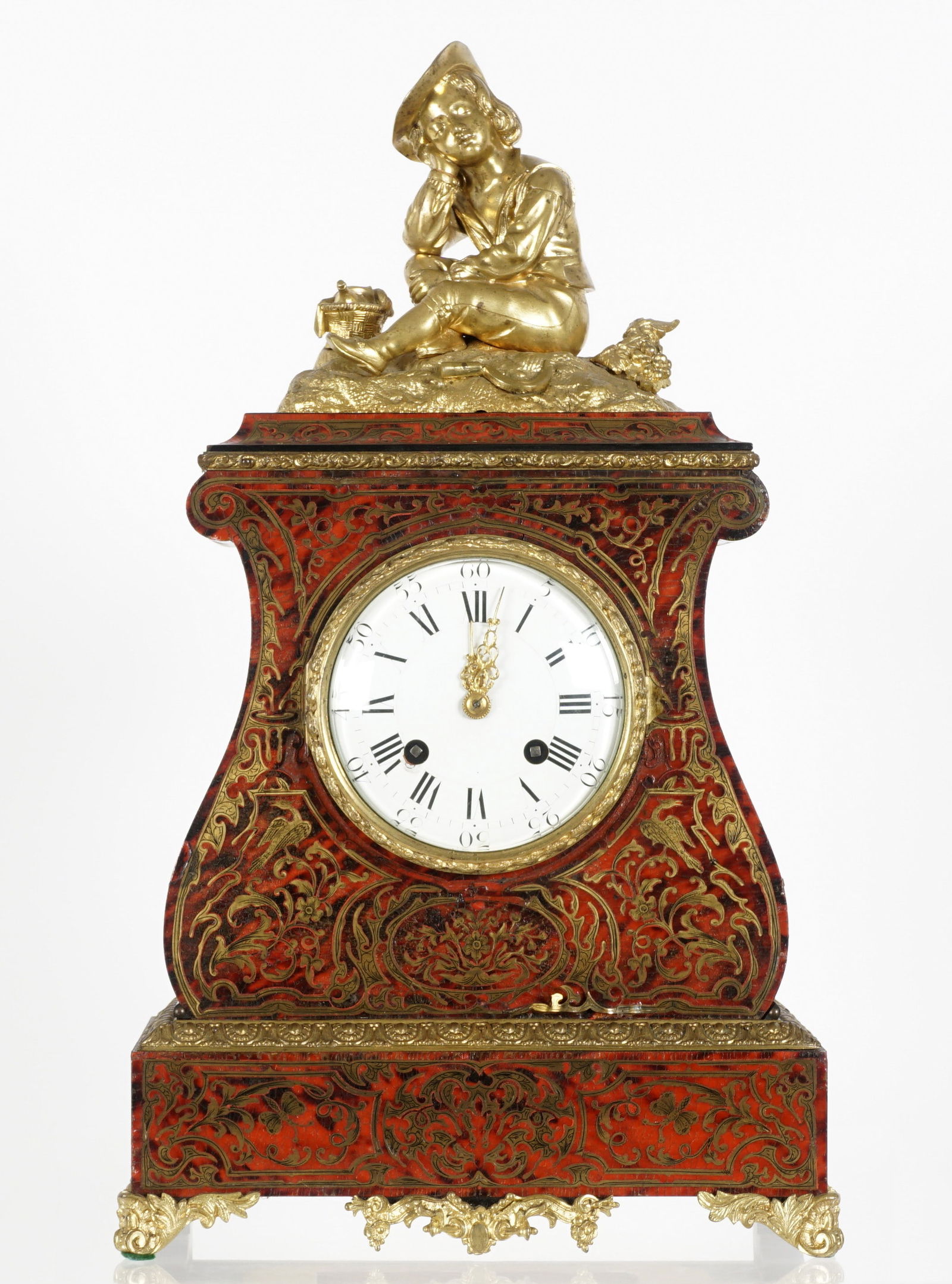 19th C. French Faux Tortoiseshell Figural Clock (1 of 15)
