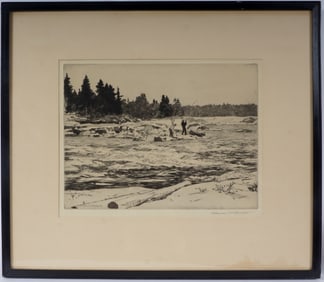 Norman Wilkinson Salmon Fishing Etching