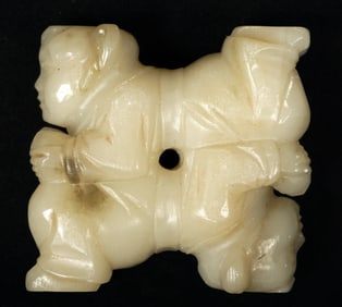 Chinese Carved Jade Figural Group of Two Children