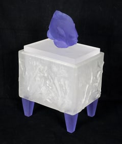 Lalique Style Undersea Frosted Crystal Box