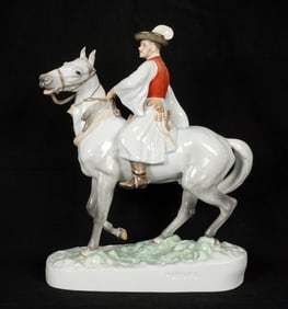Herend Porcelain Horse and Rider Figurine