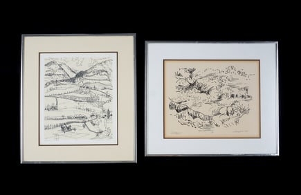 Two Robert Angeloch Landscape Woodcuts