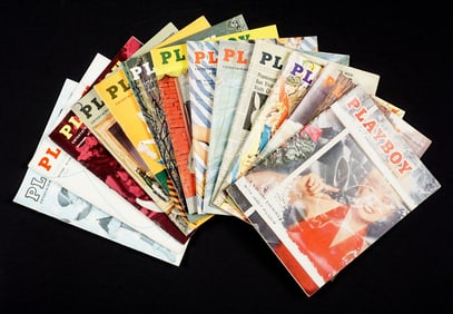 Thirteen 1954-1955 Playboy Magazines
