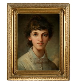 19th Century Illegibly Signed Portrait of a Girl