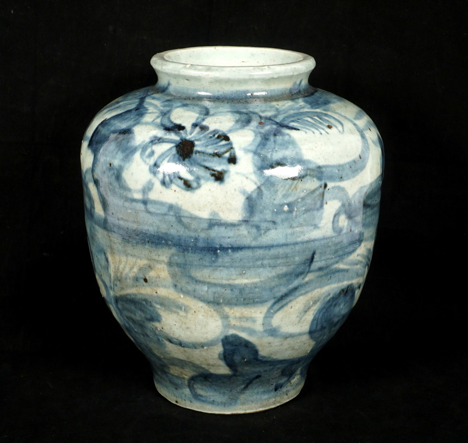 Early Chinese Blue & White Floral Decorated Vase (1 of 12)