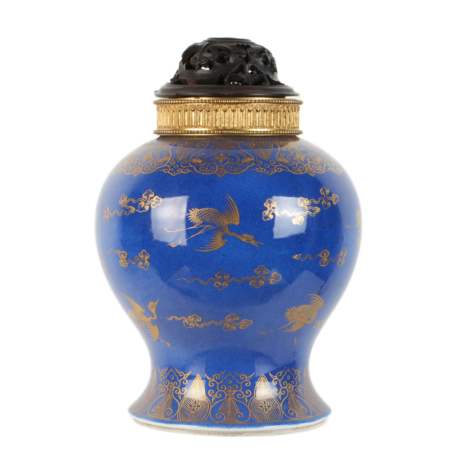 Chinese Gilt Blue Decorated Porcelain Vase (1 of 12)