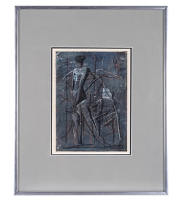 Sanko Inoue Abstract Mixed Media Gouache Painting