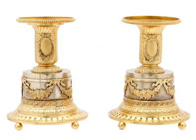 Pr Mikhail Ovchinnikov Russian Silver Candlesticks