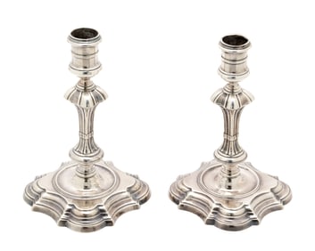 Pair George II James Gould Silver Candlesticks