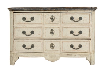 18th Century French Painted Three Drawer Chest