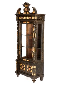 Italian Inlaid Stone and Gilt Curio Cabinet