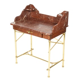 French Rouge Marble Top and Brass Wash Stand