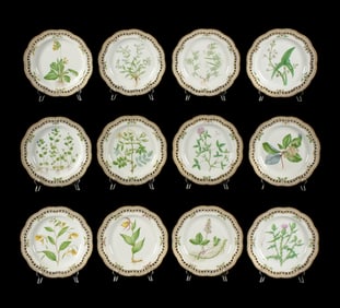 12 Royal Copenhagen Flora Danica Dinner Plates
