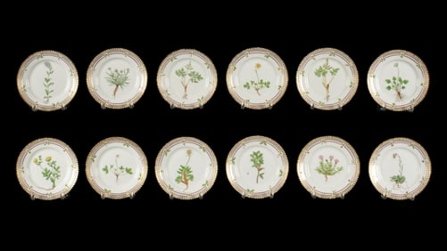 12 Royal Copenhagen Flora Danica Bread Plates