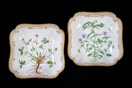 Two Royal Copenhagen Flora Danica Serving Bowls
