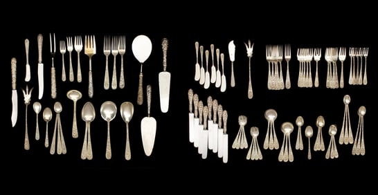 Partial Stieff Repousse Sterling Flatware Service