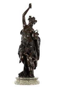 Bronze Bacchanalian Group Maiden and Putto