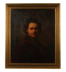 School of Rembrandt Self Portrait Painting