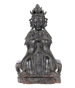 Chinese Ming Dynasty Seated Guanyin Bronze Figure