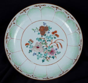 18th C. Chinese Famille Vert Lotus Dish Charger