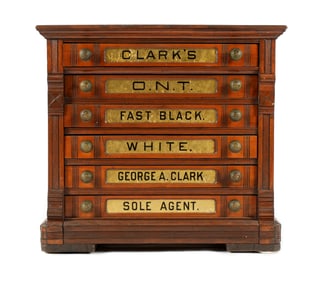 Clark's Six Drawer Walnut Spool Cabinet