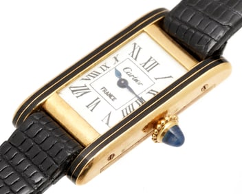 Womens Cartier 18k Gold Tank Style Watch