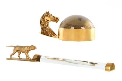 Hermes Horse Magnifying Paperweight and Another