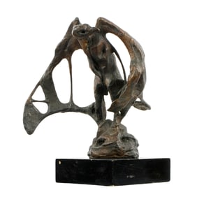 Maria Lagunes Modernist Vulture Bronze Sculpture