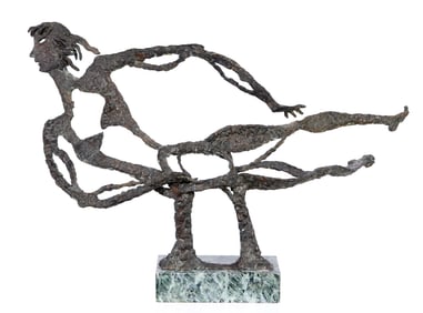 manner Giacometti Bronze Abstract Woman Sculpture