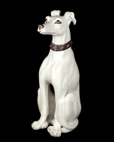 Italian Faience Ceramic Whippet Greyhound Dog