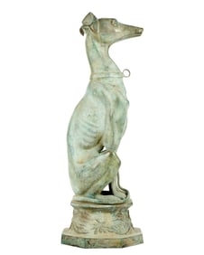 Patinated Bronze Whippet Dog Garden Sculpture