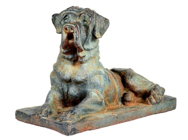 French 19th Century Cast Iron Reclining Mastiff Dog Sculpture