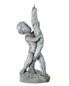 Zinc Figure of Putti with Fish Garden Fountain