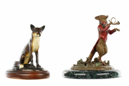 Two BJ Martin & Paula Lincoln Bronze Foxes