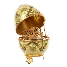 Large Limoges Faberge Coronation Egg with Carriage
