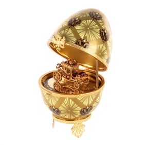 Limoges Faberge Coronation Egg with Carriage