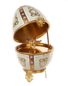 Limoges Faberge Porcelain Egg with Doves